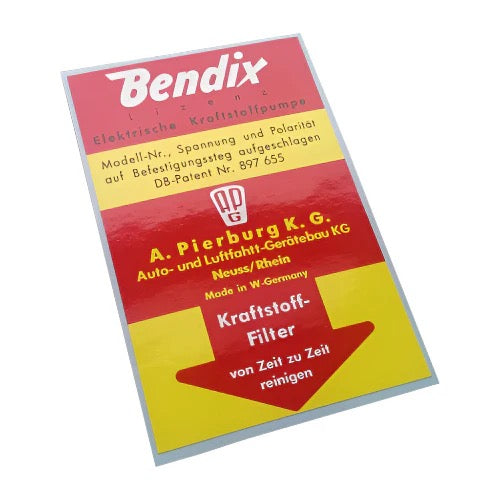 Porsche Fuel Pump Pierburg Bendix Decal - 911 SMC-701-017-00