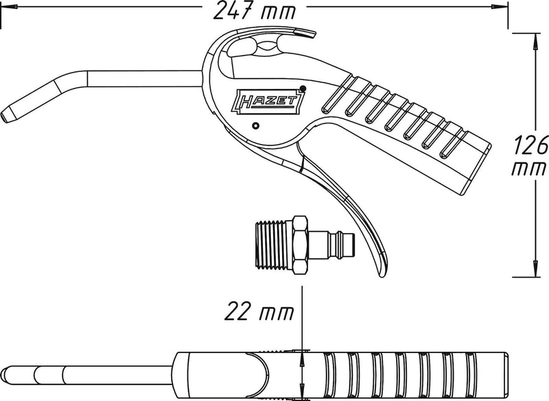Porsche Hazet HZ9040P-1 Air Blow Gun 100 mm HZ9040P-1