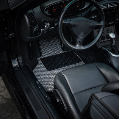 Porsche Houndstooth Floor Mats Black/Grey - CB-MATS-BLK-GRY