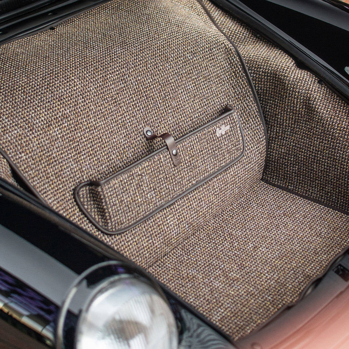 Porsche Houndstooth Trunk Mat Brown - 911 65-98 - Macan 15-24 CB-TRMT-BRW-1