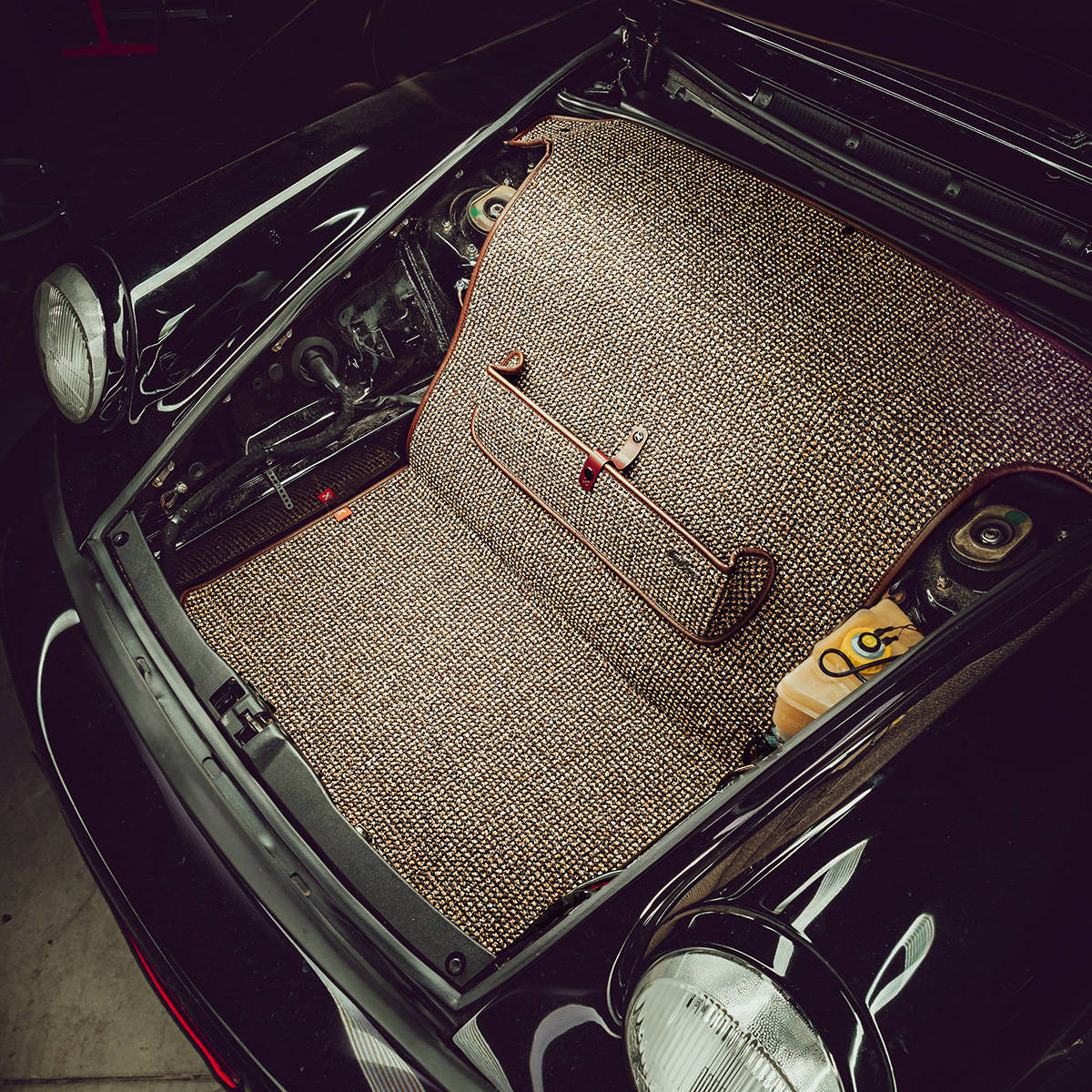 Porsche Houndstooth Trunk Mat Brown - 911 65-98 - Macan 15-24 CB-TRMT-BRW-1