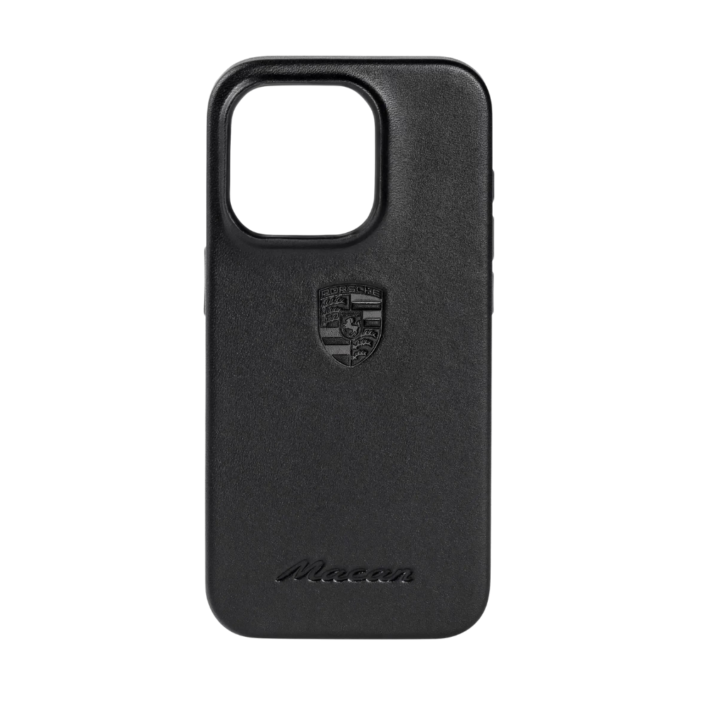 Porsche Macan Embossed iPhone 15 Pro Snap On Case - Black