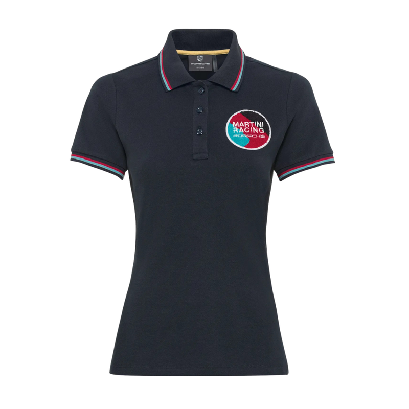 Porsche Martini Racing Short Sleeve Womens Polo Shirt - Dark Blue