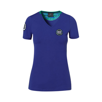 Porsche Martini Racing V-Neck Short Sleeve Women T-Shirt - Blue