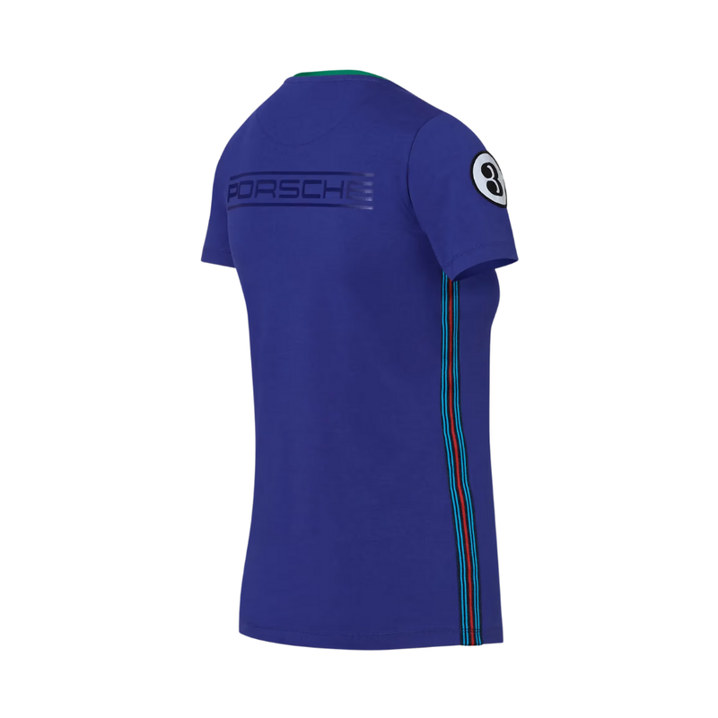 Porsche Martini Racing V-Neck Short Sleeve Women T-Shirt - Blue