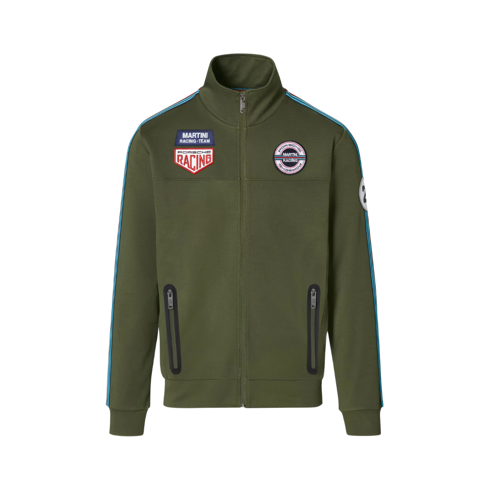 Porsche Martini Racing Zip Up Mens Sweat Jacket - Olive Green