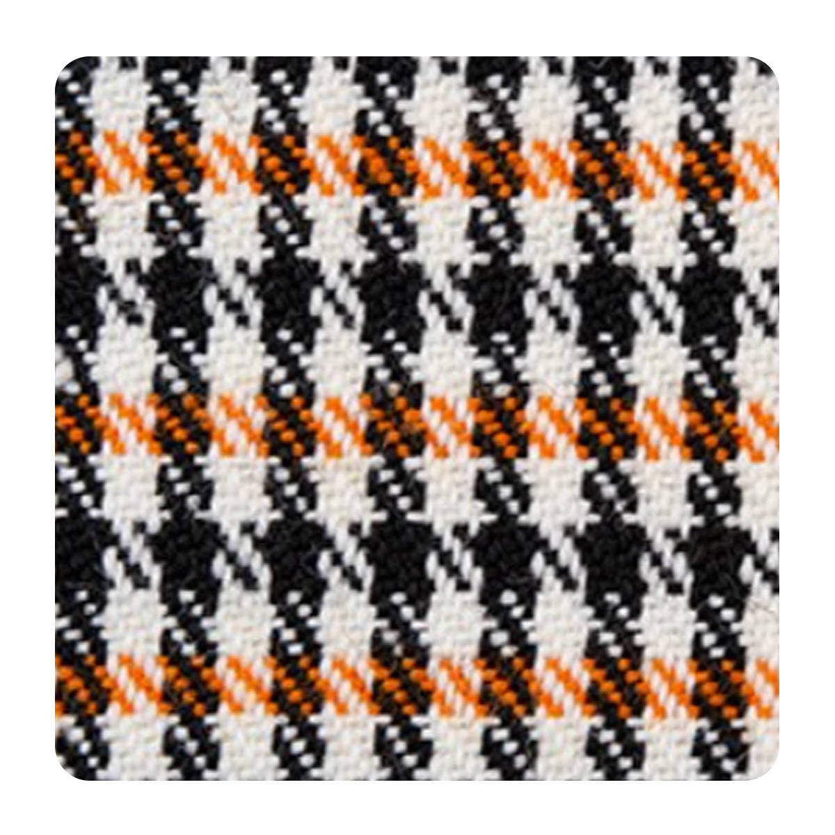 Porsche Material Pepita 18013 Black - White & Orange - 1 Meter MAT-PEP-ORG