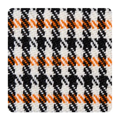 Porsche Material Pepita 18013 Black - White & Orange - 1 Meter MAT-PEP-ORG