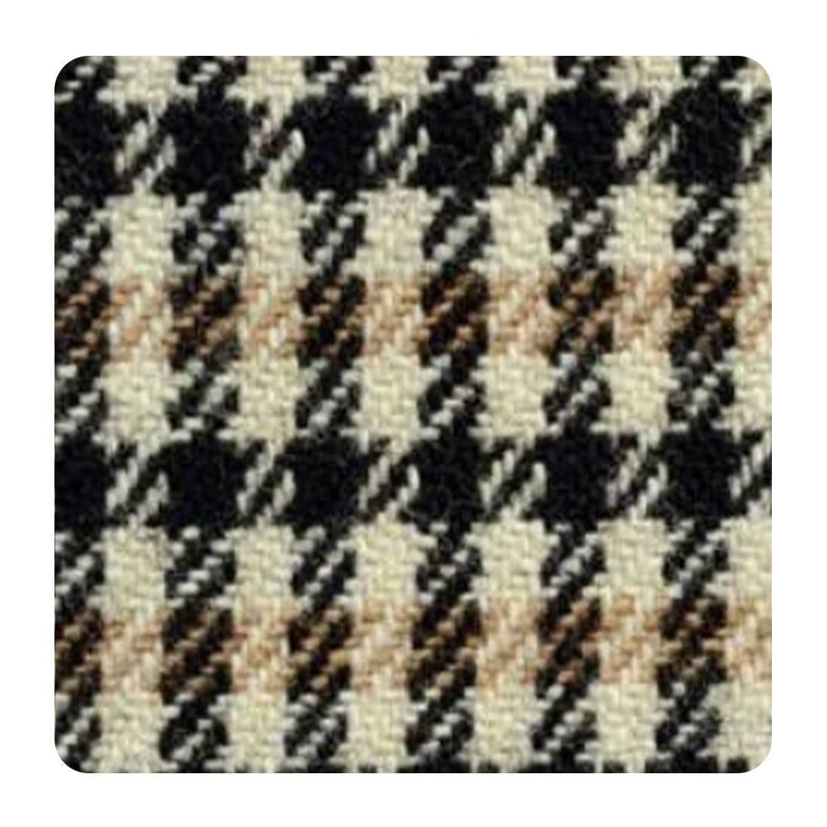 Porsche Material Pepita 18074 Black - White & Beige - 1 Meter MAT-PEP-BEI
