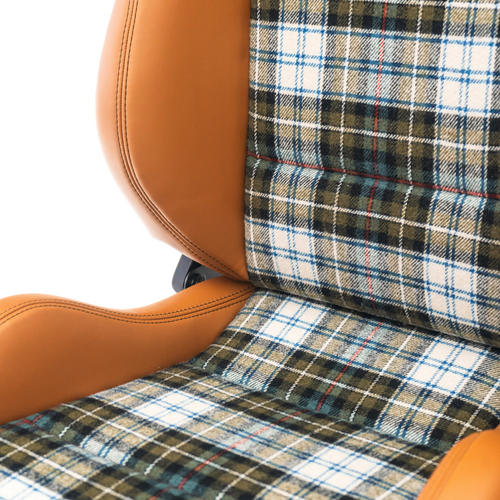 Porsche Material Tartan 18271 Beige - Creme & Green - 1 Meter MAT-TART-GRN