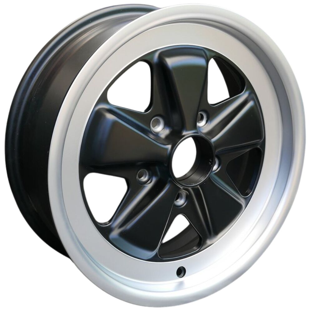 Porsche Maxilite Fuchs Black/Diamond Lip Wheel 6x16 65-89 MX160016N-