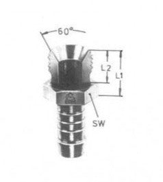 Porsche Metric Hose Nipple with Outside Thread DN NW 6 8050-0600