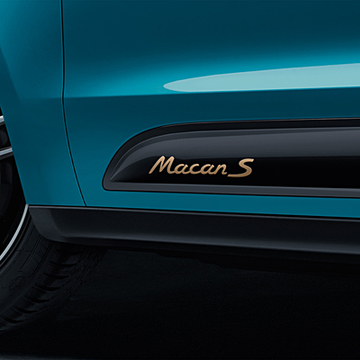Porsche Model Designation Macan S On Side Blades Gold - 95B0448158024K - Macan 15-23 95B0448158024K