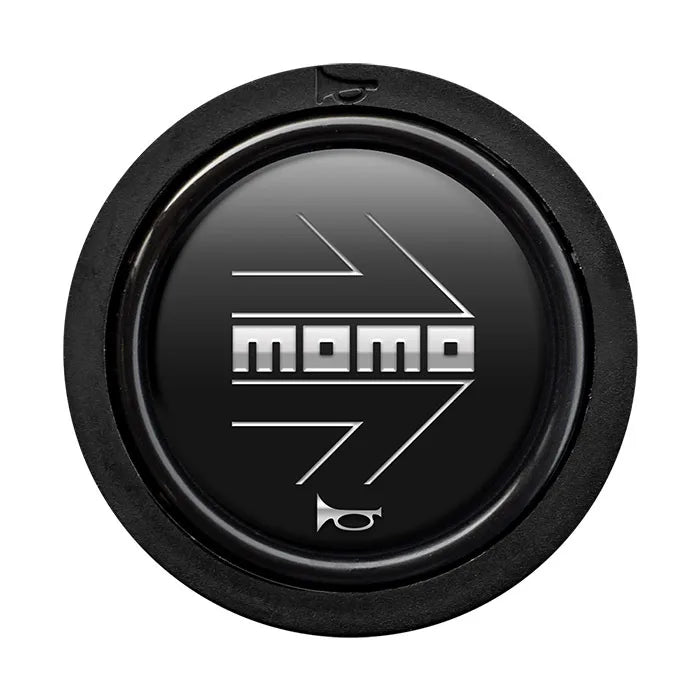 Porsche Momo Arrow Horn Button Flat Lip - Black - Chrome Logo HORN/SM/BLK
