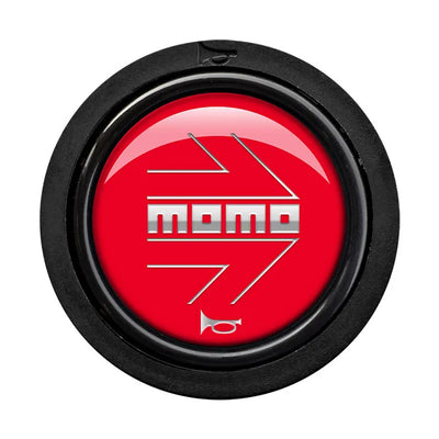 Porsche Momo Arrow Horn Button Flat Lip - Red - Chrome Logo HORN/SM/RED