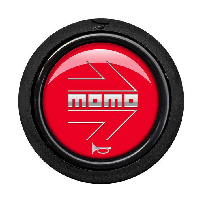 Porsche Momo Arrow Horn Button Flat Lip - Red - Chrome Logo HORN/SM/RED