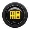 Porsche Momo Heritage Horn Button Round Lip - Black - Yellow Logo HORN/LG/HRTG
