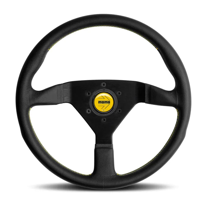 Porsche Momo Montecarlo Yellow Stitch Steering Wheel - 350 mm MCL35BK5B
