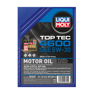 Porsche Motor Oil Top Tec 4600 SAE 5W-30 20L 20345
