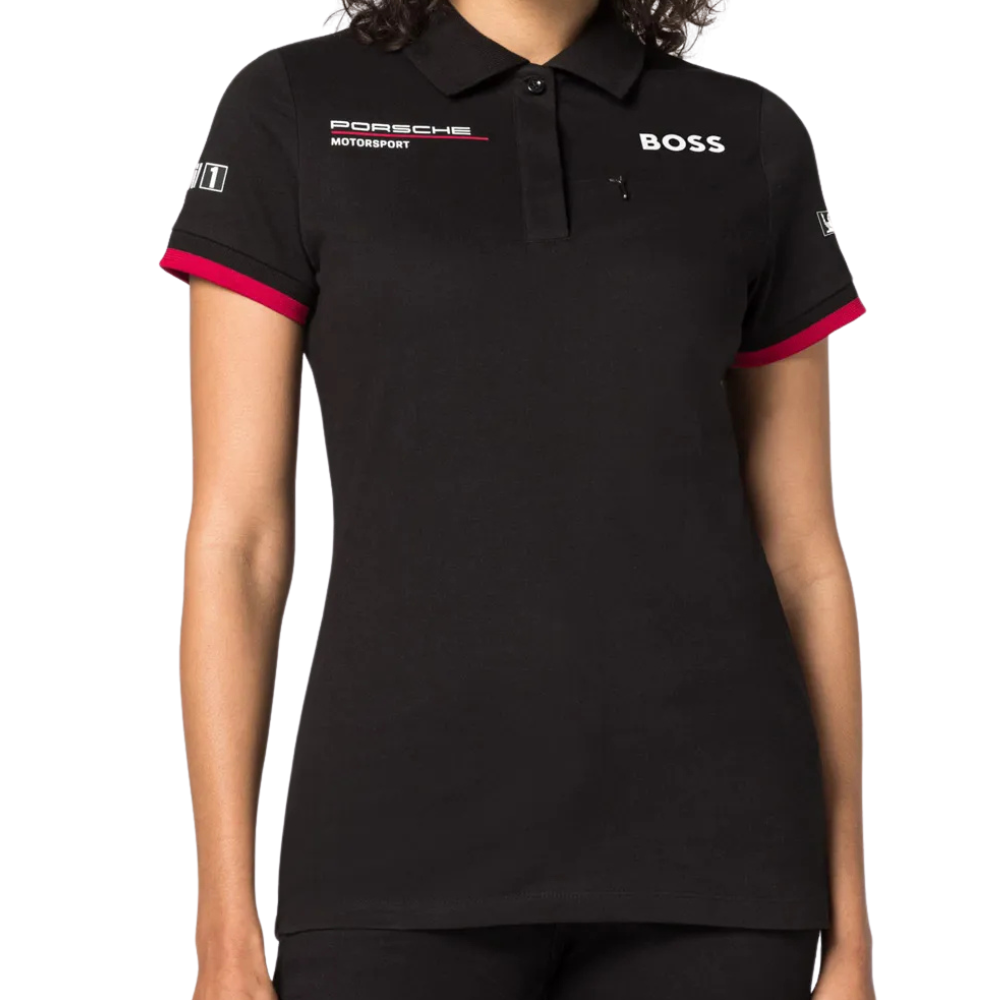 Porsche Motorsport Womens Black Polo Shirt