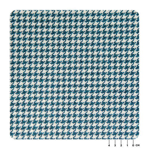 Porsche Pepita Fabric Houndstooth - Turquoise & White 1 Meter MAT-HOU-TUQ-WHT