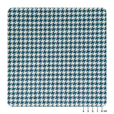 Porsche Pepita Fabric Houndstooth - Turquoise & White 1 Meter MAT-HOU-TUQ-WHT