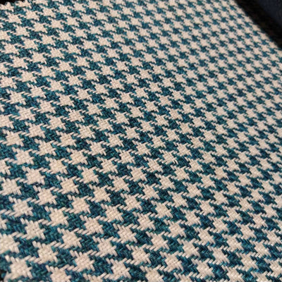 Porsche Pepita Fabric Houndstooth - Turquoise & White 1 Meter MAT-HOU-TUQ-WHT
