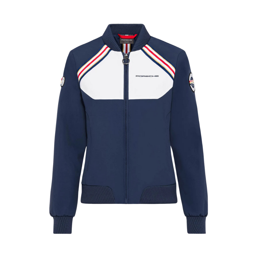 Porsche Racing Baseball Collar Womens Jacket - Blue