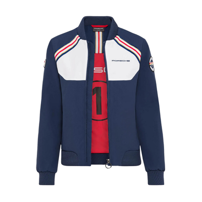 Porsche Racing Baseball Collar Womens Jacket - Blue