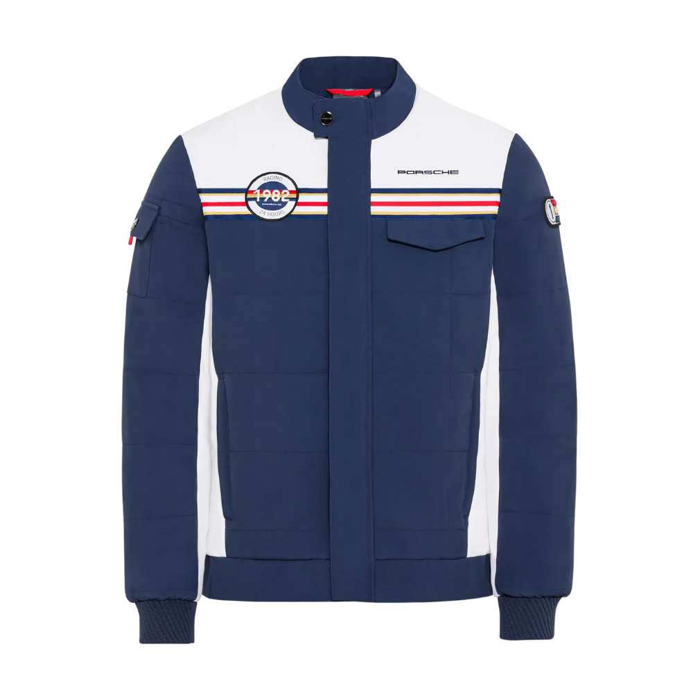 Porsche Racing Stand Up Collar Mens Jacket -Blue
