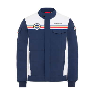 Porsche Racing Stand Up Collar Mens Jacket -Blue