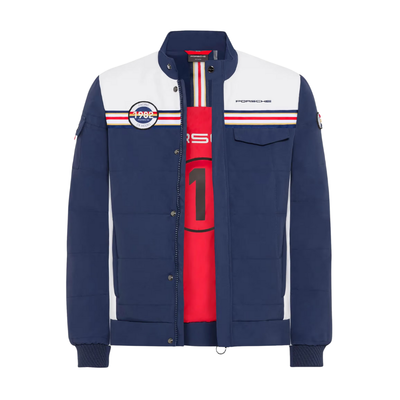 Porsche Racing Stand Up Collar Mens Jacket -Blue