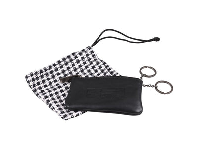 Porsche SSI Classic Key Pouch - Black Leather with Black & White Chekered Fabric Inside, 911/356A/356B/356C/912/914/356SC | 1956-1989 SSI002