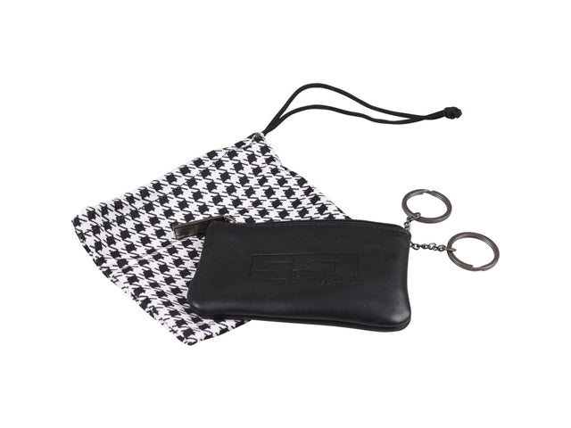 Porsche SSI Classic Key Pouch - Black Leather with Black & White Chekered Fabric Inside, 911/356A/356B/356C/912/914/356SC | 1956-1989 SSI002
