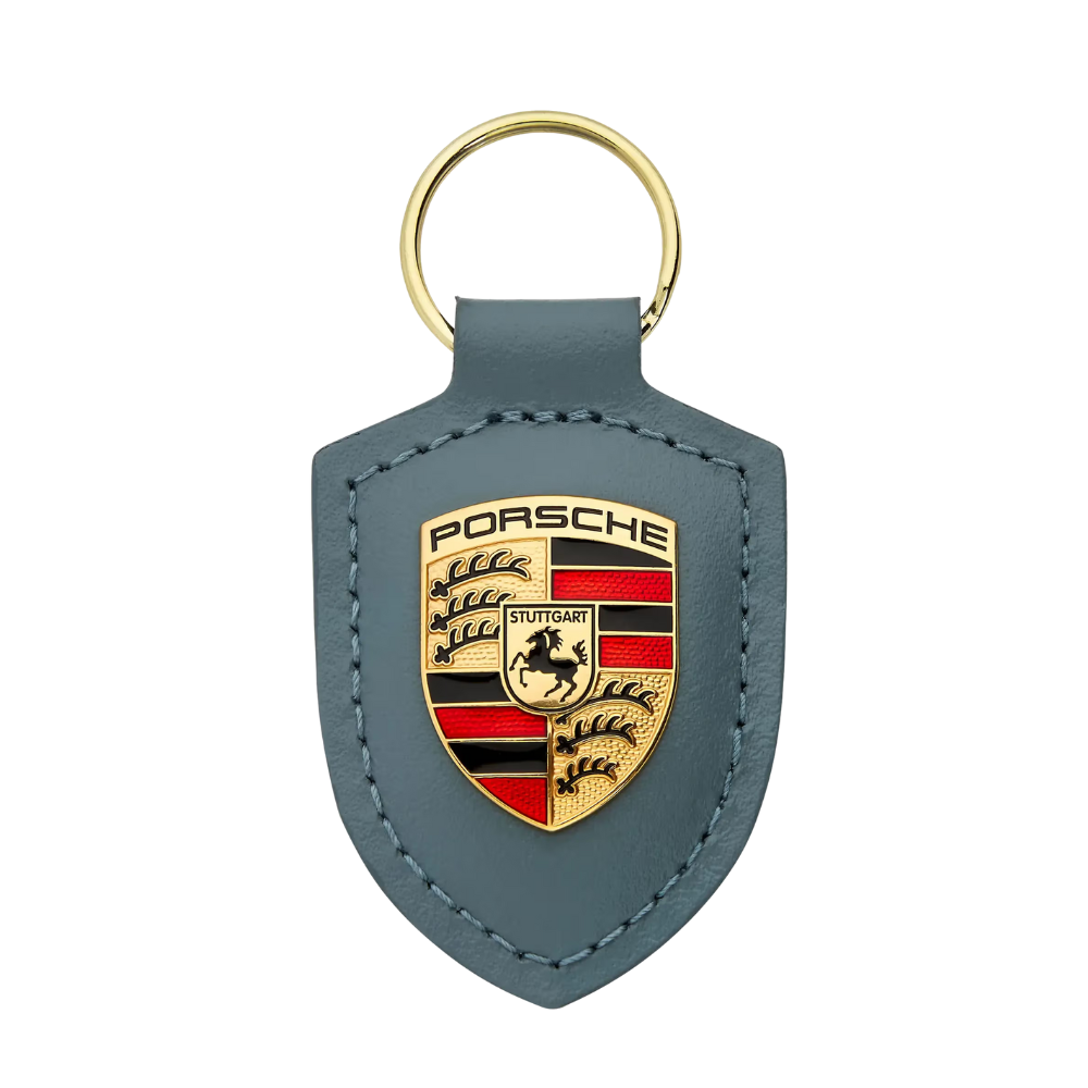 Porsche Shore Blue Metallic Crest Keyring