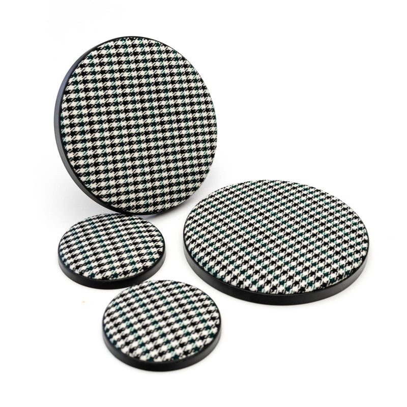 Porsche Speaker Covers Set Pepita Black - Green & White - 911 65-02 CB-SPEAKER-COV-SET-PEP-BGW