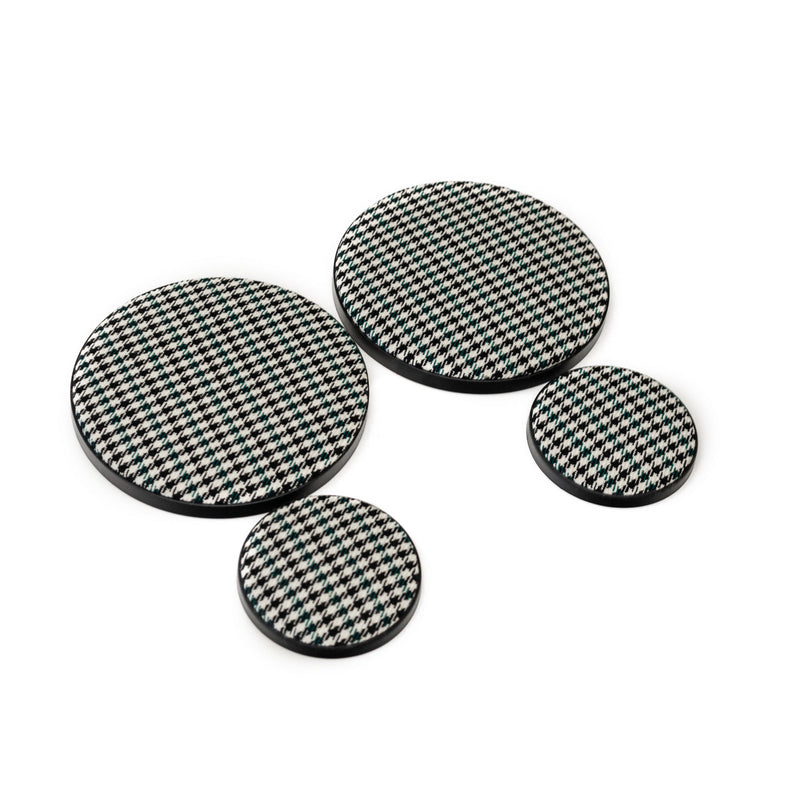 Porsche Speaker Covers Set Pepita Black - Green & White - 911 65-02 CB-SPEAKER-COV-SET-PEP-BGW