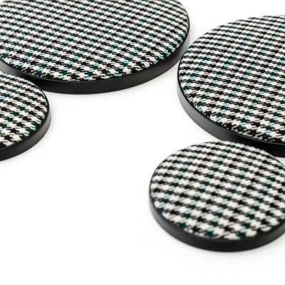 Porsche Speaker Covers Set Pepita Black - Green & White - 911 65-02 CB-SPEAKER-COV-SET-PEP-BGW