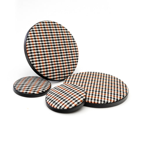 Porsche Speaker Covers Set Pepita Black - Orange & White - 911 65-02 CB-SPEAKER-COV-SET-PEP-BOW