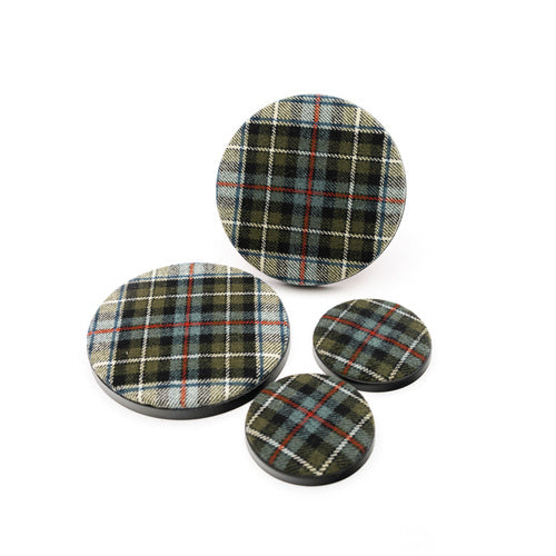 Porsche Speaker Covers Set Tartan Beige - Creme & Green - 911 65-02 CB-SPEAKER-COV-SET-TAR-BCG