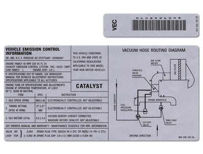 Porsche Sticker Exhaust Settings - 911 89-94 964-006-109-08