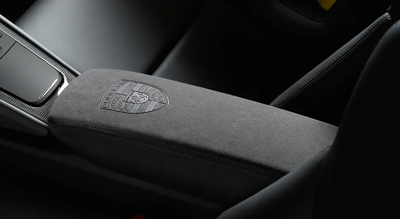 Porsche Storage Box Lid in Alcantara with Porsche Crest - 9P1857151C2W0 9P1857151C-2W0