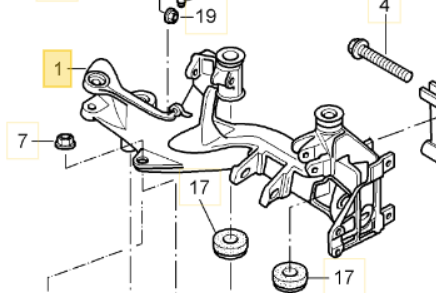 Porsche Suspension Subframe Crossmember - rear - left 911 05-13 997-331-051-05
