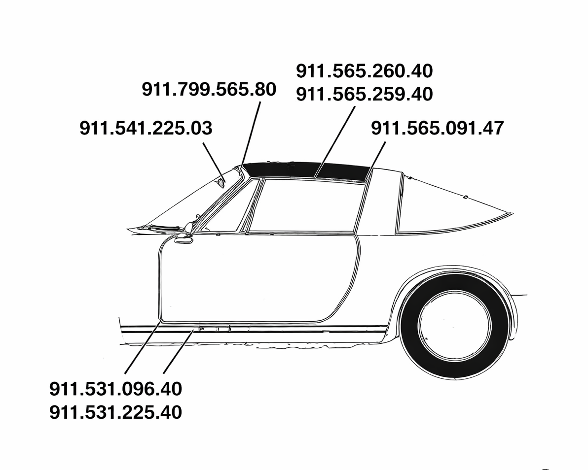 Porsche Targa Top Seal Kit - 911 - 930 | 1986-1989 SMC-911-531-40