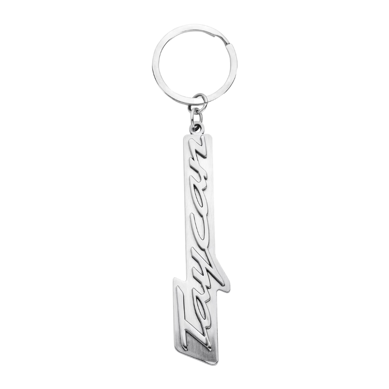 Porsche Taycan Lettering Die Cast Zinc Purist Silver Key Ring