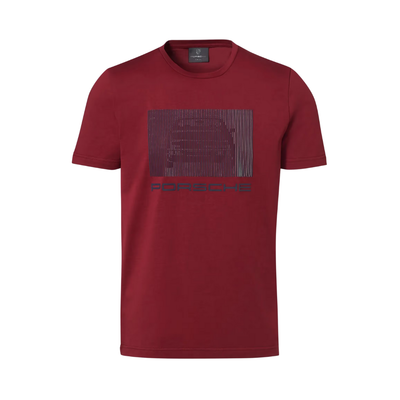 Porsche Transaxle Round Neck Cotton Mens T Shirt - Bordeaux Red