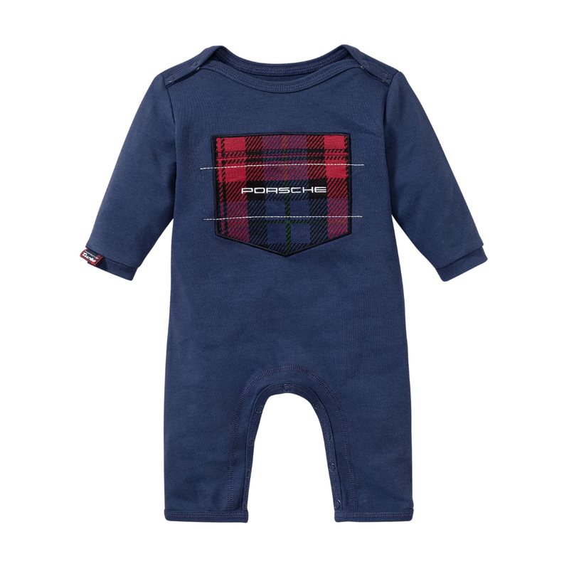 Porsche Turbo # 1 Chequer Pattern Baby Romper - Dark Blue