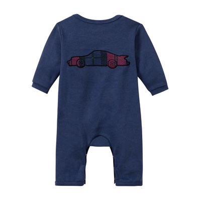 Porsche Turbo # 1 Chequer Pattern Baby Romper - Dark Blue