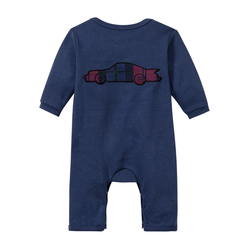 Porsche Turbo # 1 Chequer Pattern Baby Romper - Dark Blue
