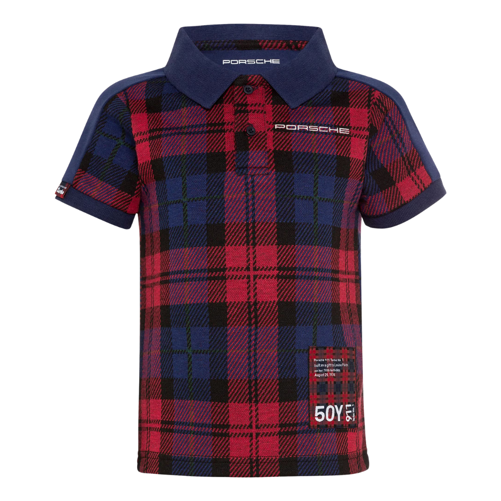 Porsche Turbo No. 1 Embroidered Kids Red Polo Shirt